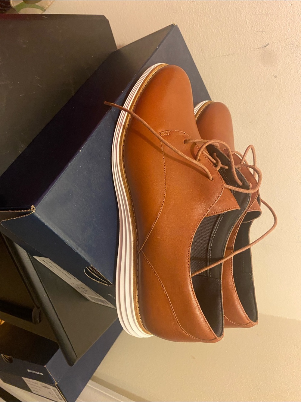 Cole Haan Men's Tan Leather Lace-Up Derby